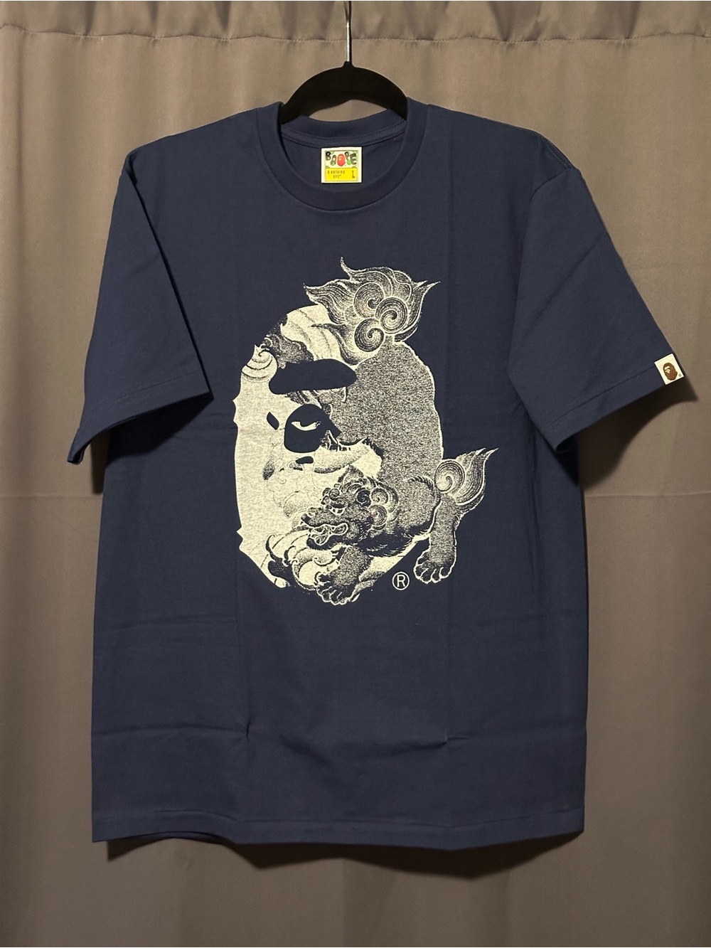 BAPE Japanese Tattoo Big Ape Head Tee, Navy Blue, Large (SS25)